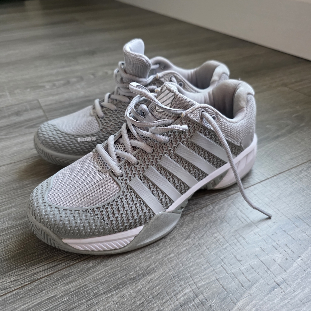 K-Swiss Light Gray Tennis Pickleball durawrap Shoes 8 wide